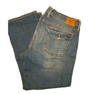 Lucky Brand Sweet N Low Cropped Denim Jeans Women Sz 14 32x26 Blue Stretch #341C